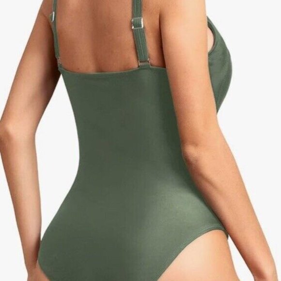 Upopby Womens Padded One Piece Tummy Control Swimsuit Olive Green Size 12‎ NWT - Picture 4 of 16